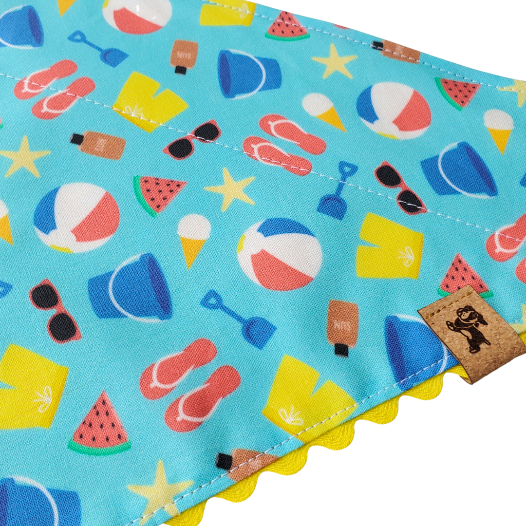 Blue Beach - Reversible Dog Collar Bandana