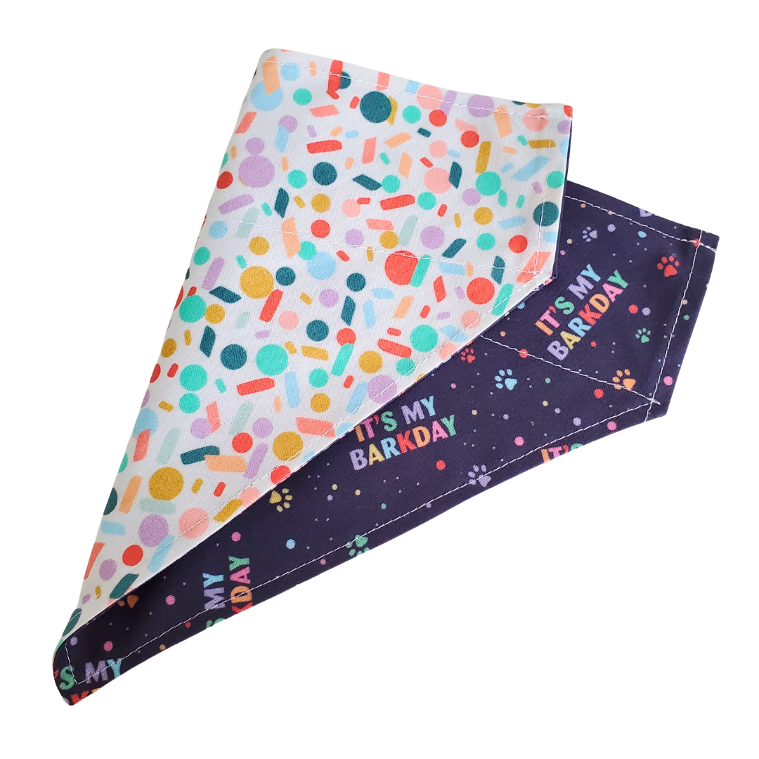 Barkday ~ Pawty Time - Reversible Dog Collar Bandana!