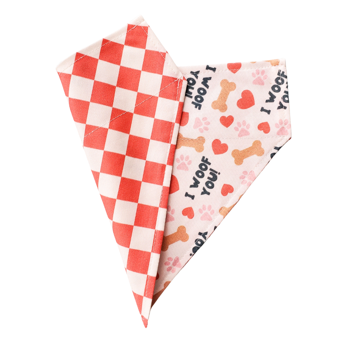I Woof You - Reversible Dog Collar Bandana