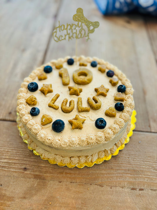 Custom Pup Birthday Two-tiered Celebration Cakes!