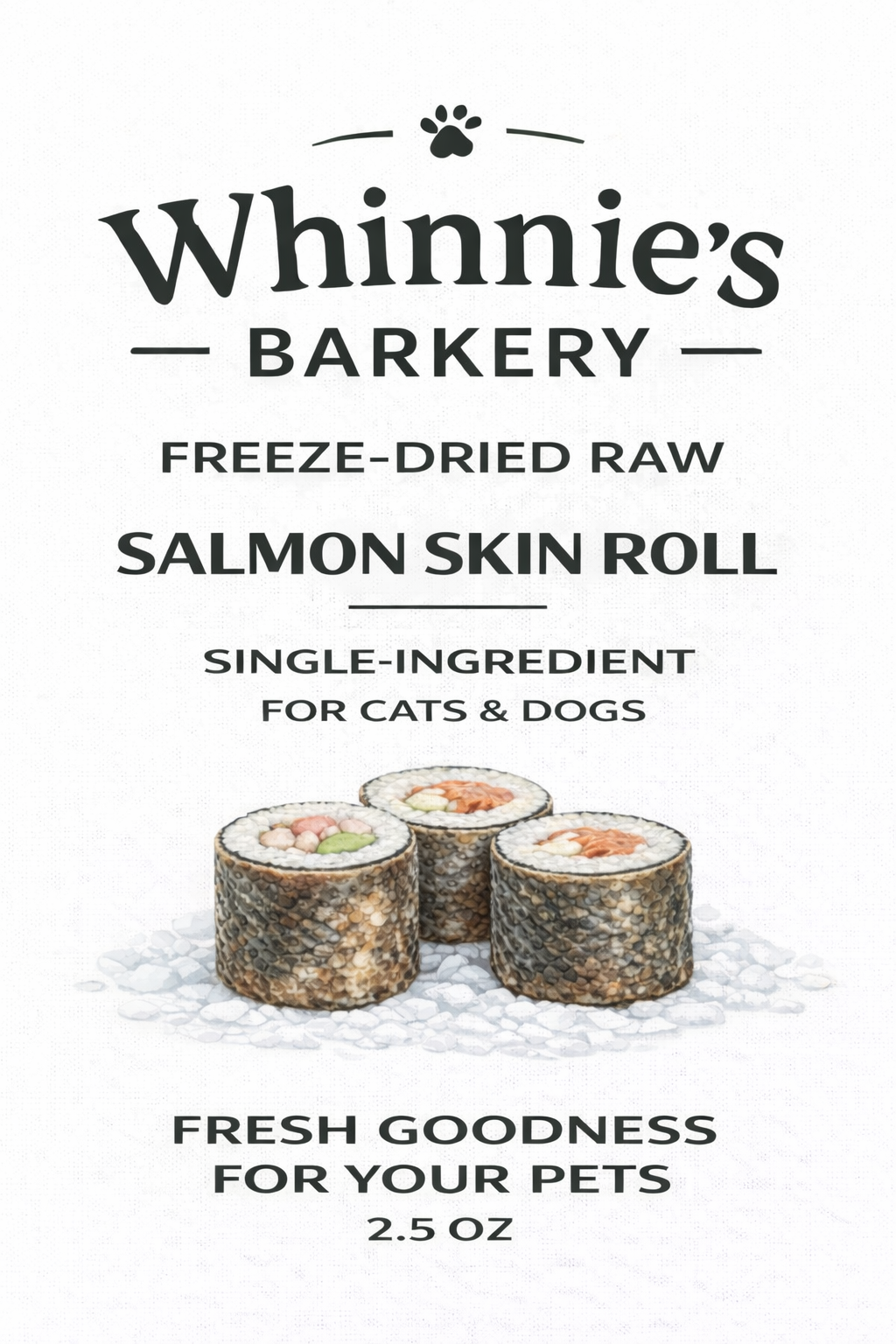 Freeze-Dried Raw Norwegian Salmon Skin Sushi Roll for Dogs