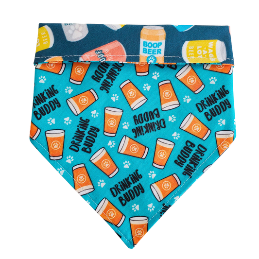 Blue Drinking Buddy - Reversible Dog Collar Bandana