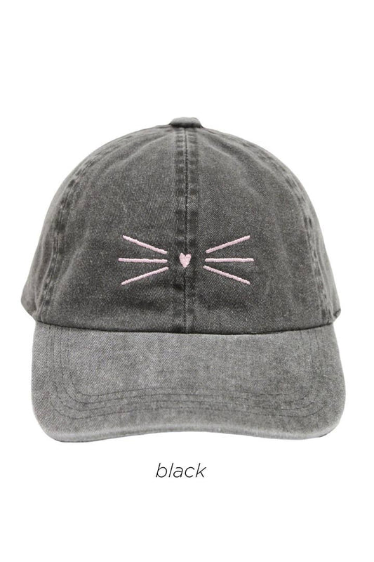 Cat Whiskers Embroidered Baseball Cap