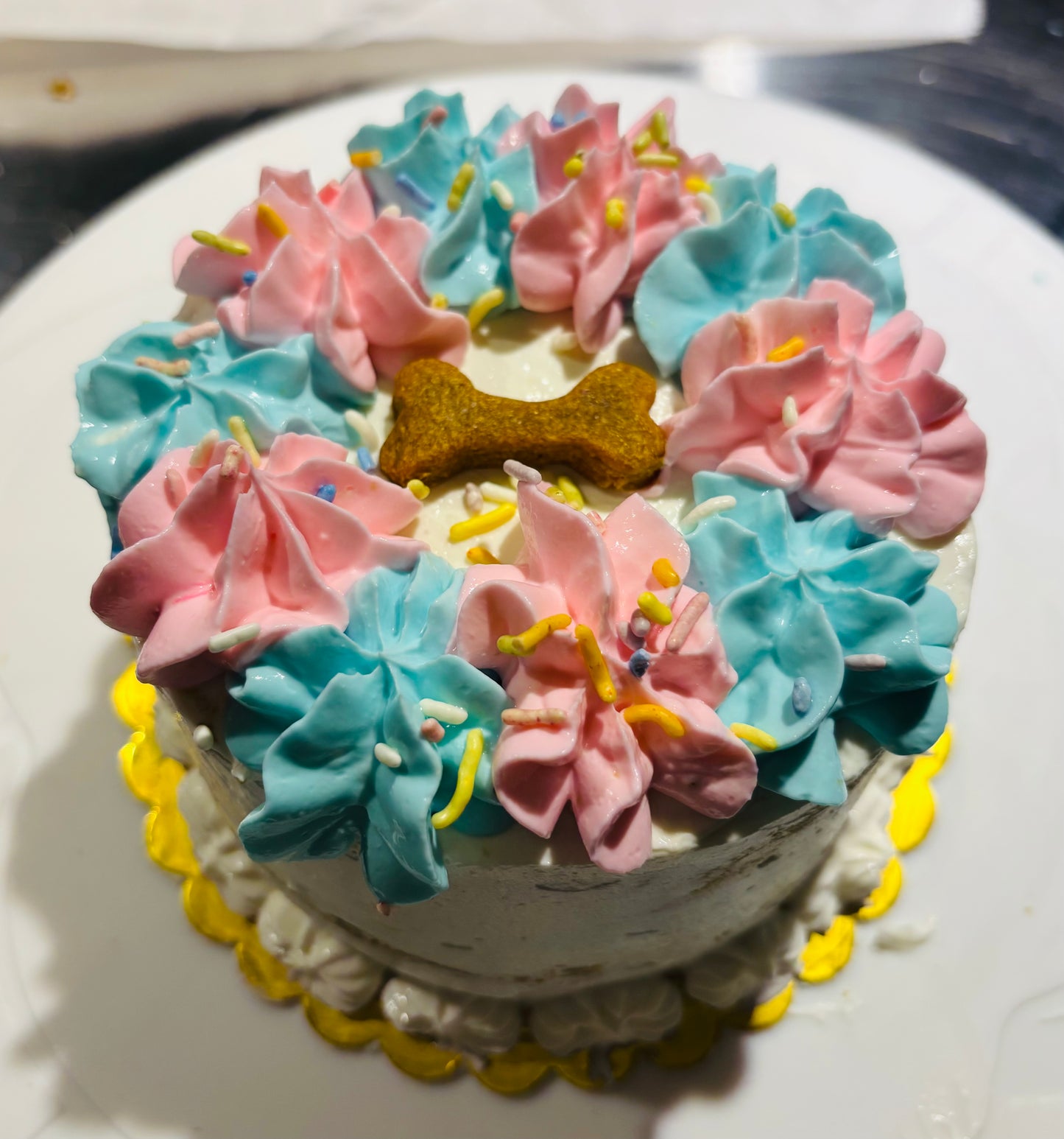 Custom Gender Reveal two-tiered Pup-cakes