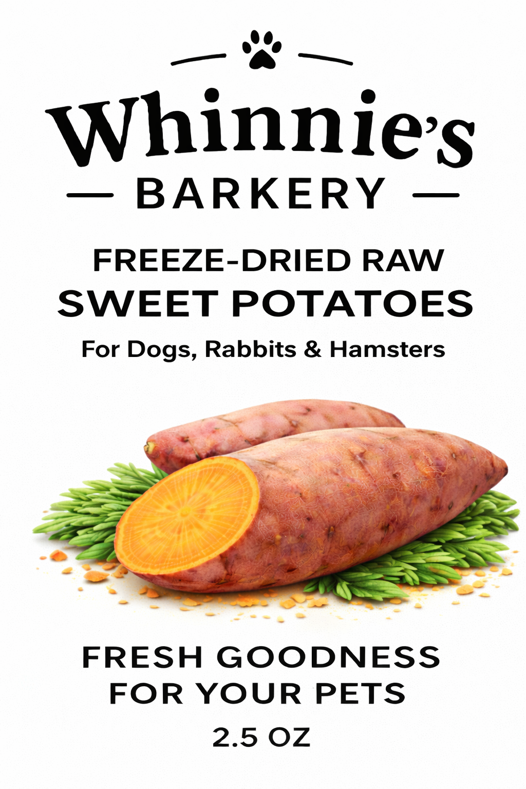 Freeze-Dried Sweet Potato for Dogs, Rabbits, & Gerbils